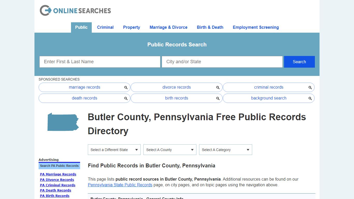 Butler County, Pennsylvania Public Records Directory